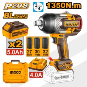Llave De Impacto Inalambrico 1350 Nm + Accesorios Ingco
