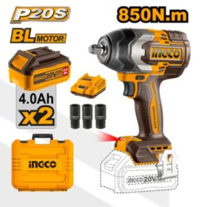 Llave De Impacto Brushless Inalambrico 850 N.M 20v 2 Baterias + Cargador + Accesorios Ingco