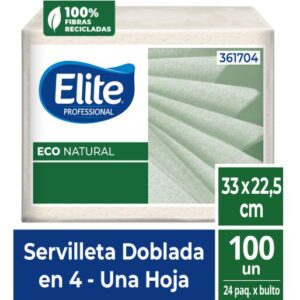 Servilleta Elite Doblada En 4 100x24 Ecologica Natural